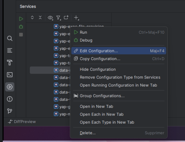 edit configuration IDEA